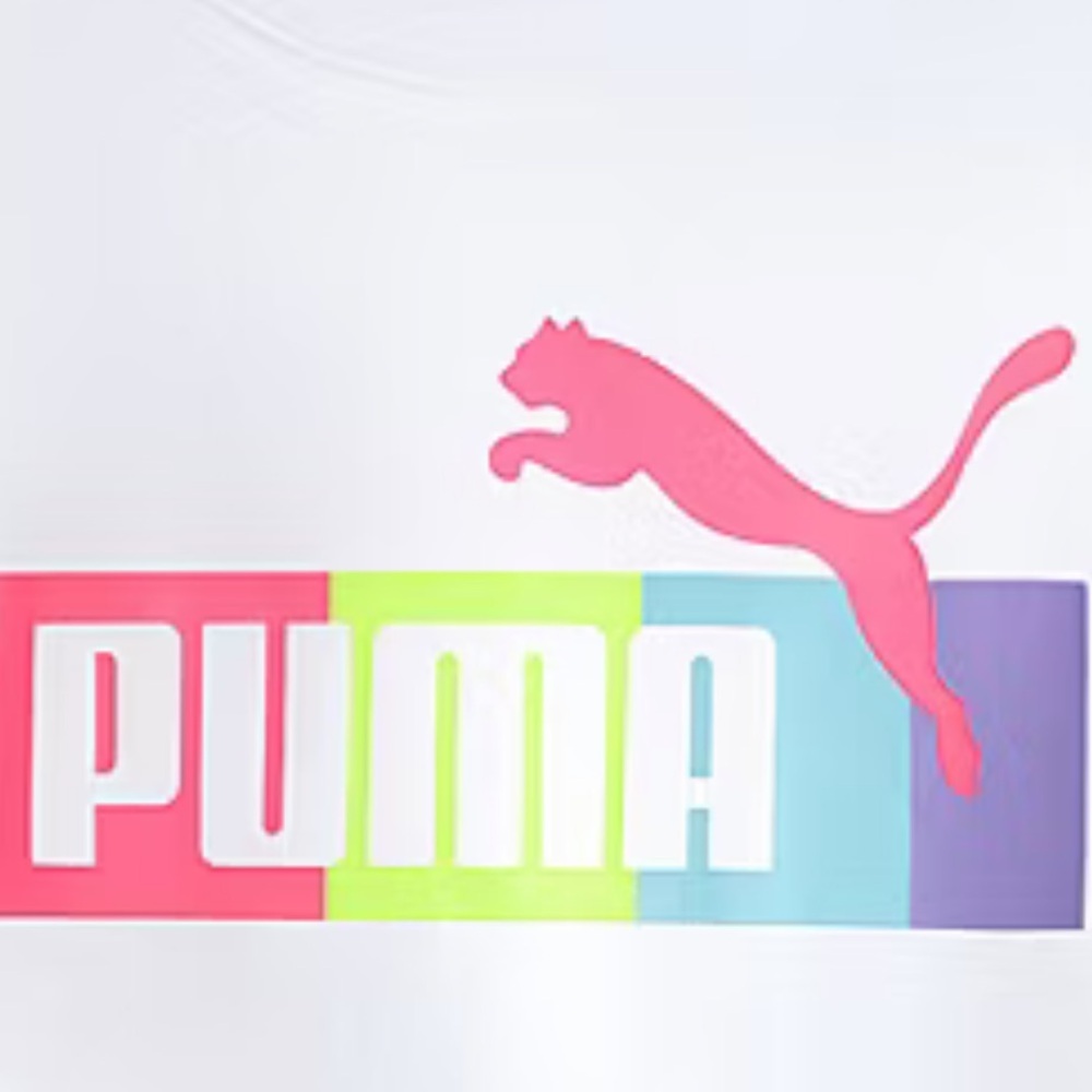Puma White Tee with Neon Logo - Picture 4 of 6